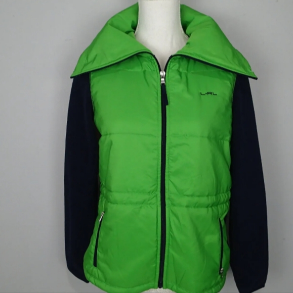 Lauren Ralph Lauren Jackets & Blazers - Ralph Lauren Active Green Blue Cowl Neck Full Zip Jacket